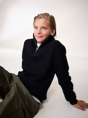 Black Utility Knitted Quarter Zip Jumper (3-16yrs) - Image 4 of 8