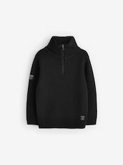 Black Utility Knitted Quarter Zip Jumper (3-16yrs) - Image 5 of 8