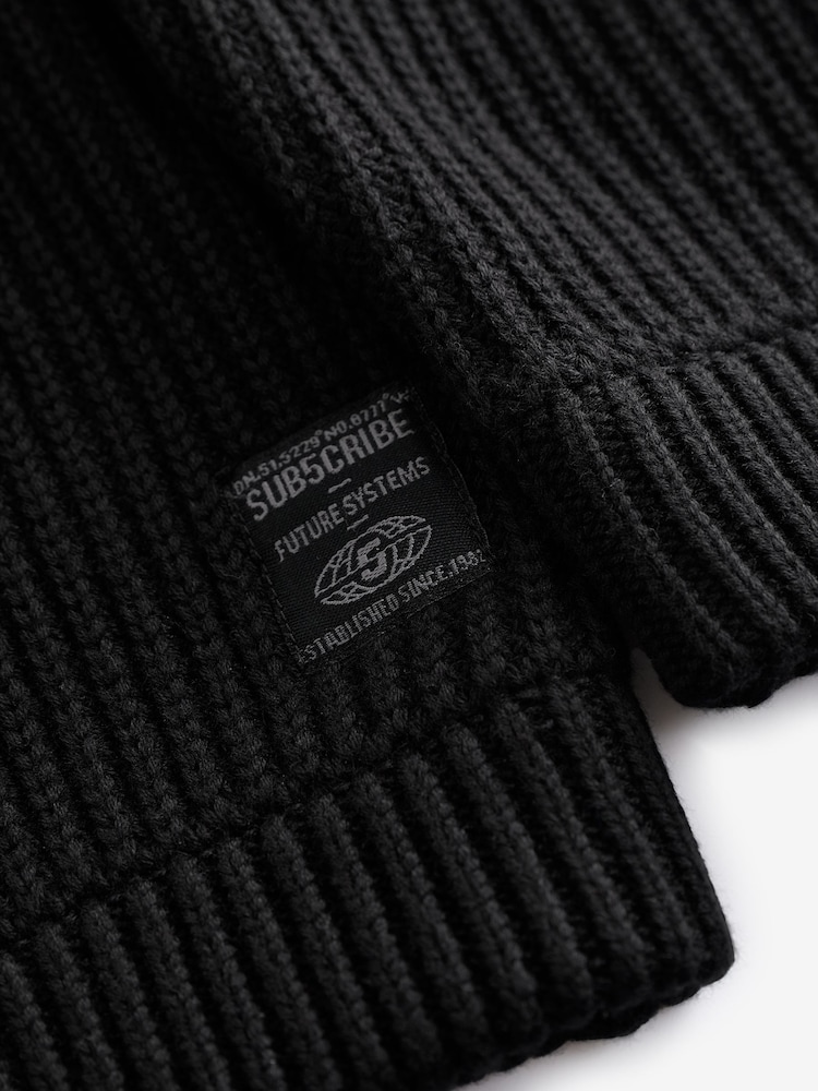 Black Utility Knitted Quarter Zip Jumper (3-16yrs) - Image 8 of 8