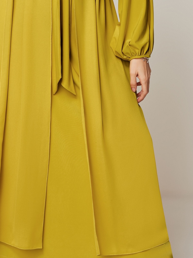 Buy Citrine Yellow Long Sleeve Scarf Maxi Dress from Next Oman Buy Citrine Yellow Long Sleeve Scarf Maxi Dress from Next Oman