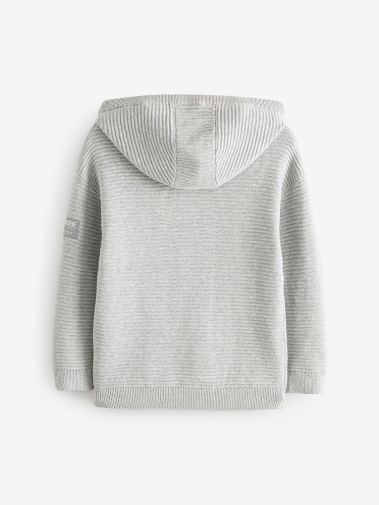 Grey 100% Cotton Utility Knitted Hoodie (3-16yrs) - Image 2 of 5