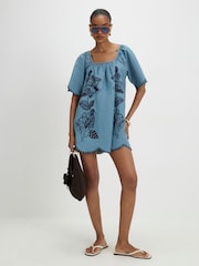 River Island Blue Cutwork Denim Mini Dress - Image 3 of 4