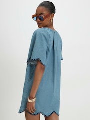 River Island Blue Cutwork Denim Mini Dress - Image 4 of 4