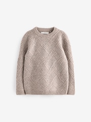 Neutral Textured Knitted Crew Neck Jumper (3-16yrs) - Image 1 of 4