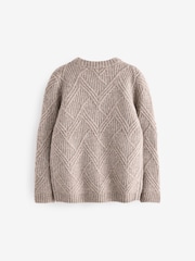 Neutral Textured Knitted Crew Neck Jumper (3-16yrs) - Image 2 of 4