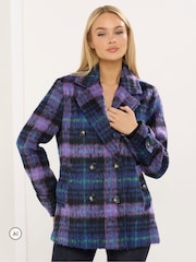 Star by Julien MacDonald Purple Checks Peacoat - Image 1 of 7
