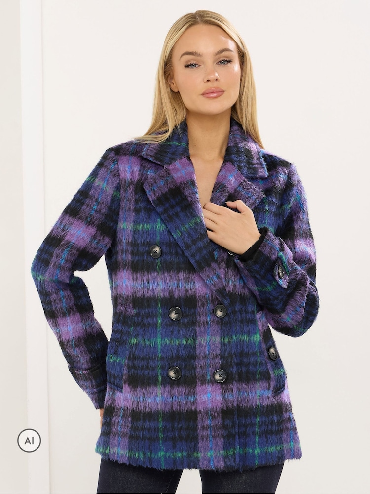 Star by Julien MacDonald Purple Checks Peacoat - Image 1 of 7