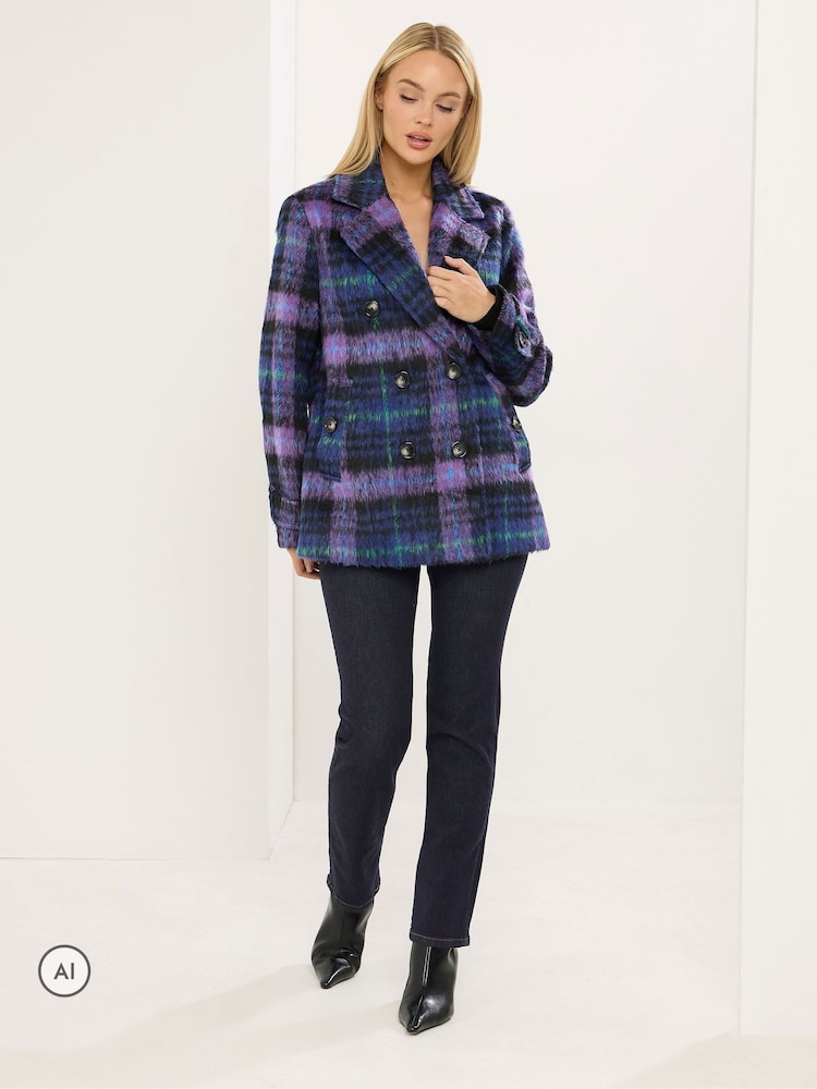 Star by Julien MacDonald Purple Checks Peacoat - Image 2 of 7