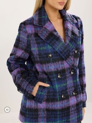 Star by Julien MacDonald Purple Checks Peacoat - Image 5 of 7