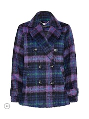 Star by Julien MacDonald Purple Checks Peacoat - Image 6 of 7