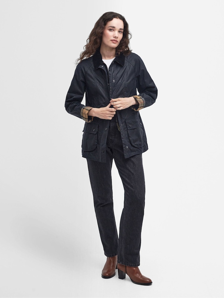 Barbour® Navy Beadnell Classic Wax Jacket - Image 4 of 11