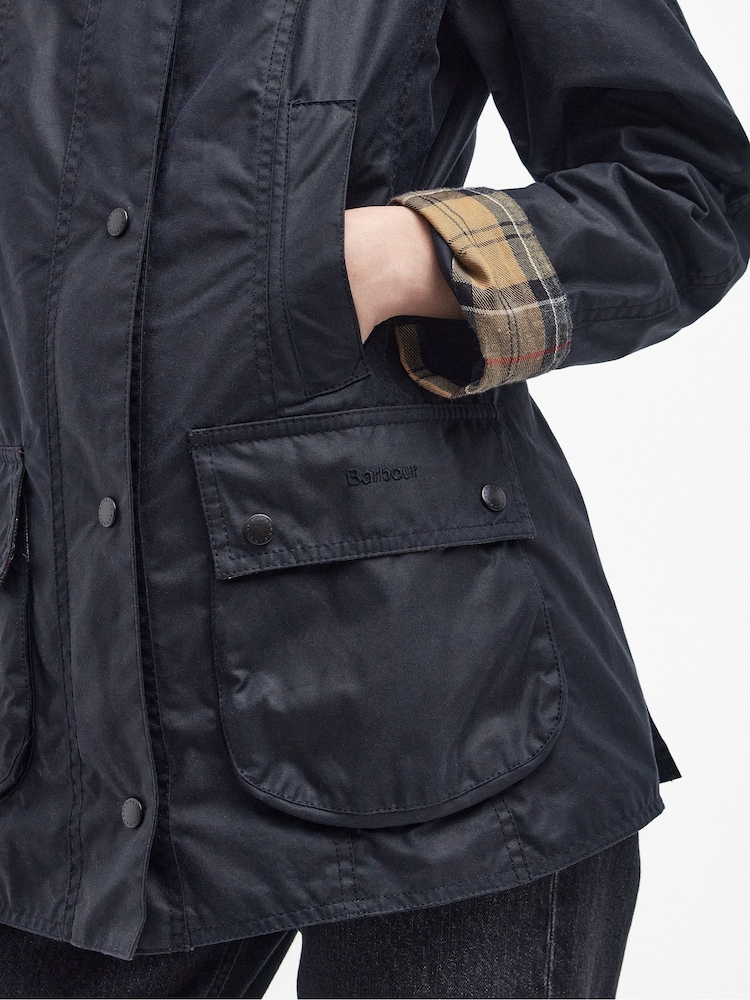 Barbour® Navy Beadnell Classic Wax Jacket - Image 8 of 11