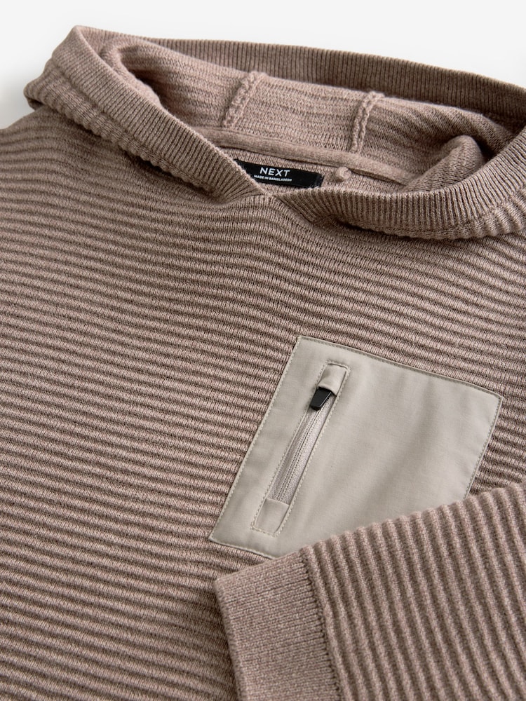 Taupe Brown 100% Cotton Utility Knitted Hoodie (3-16yrs) - Image 4 of 4