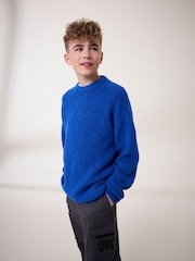 Cobalt Blue Bouclé Crew Neck Jumper (3-16yrs) - Image 1 of 7