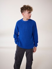 Cobalt Blue Bouclé Crew Neck Jumper (3-16yrs) - Image 2 of 7