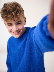 Cobalt Blue Bouclé Crew Neck Jumper (3-16yrs) - Image 4 of 7