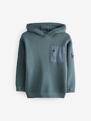Blau - Utility-Strick-Hoodie aus 100 % Baumwolle (3–16 Jahre) - Bild 1 von 5