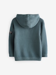 Blau - Utility-Strick-Hoodie aus 100 % Baumwolle (3–16 Jahre) - Bild 2 von 5