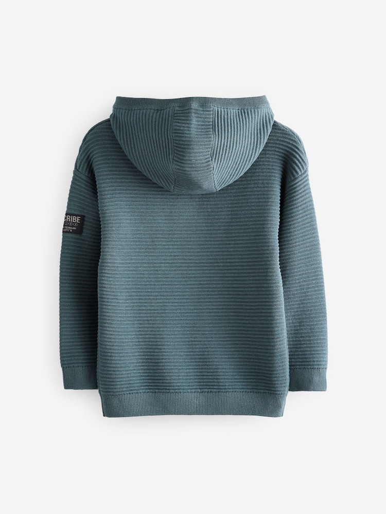 Blau - Utility-Strick-Hoodie aus 100 % Baumwolle (3–16 Jahre) - Bild 2 von 5