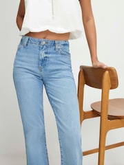 River Island Blue Mid Rise Classic Relaxed Flare Leg Jeans - Image 3 of 4