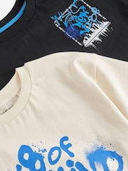 Black/Ecru Graphic Short Sleeve 100% Cotton T-Shirts 2 Pack (3-16yrs) - Image 6 of 6