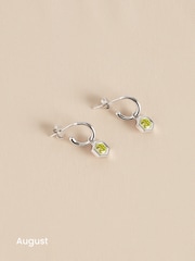Sterling Silver Hexagon Birthstone Hoop Earrings - Image 11 of 15