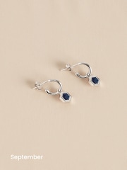 Sterling Silver Hexagon Birthstone Hoop Earrings - Image 12 of 15