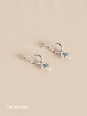 Sterling Silver Hexagon Birthstone Hoop Earrings - Image 15 of 15