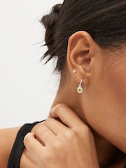 Sterling Silver Hexagon Birthstone Hoop Earrings - Image 2 of 15