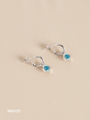 Sterling Silver Hexagon Birthstone Hoop Earrings - Image 6 of 15