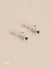 Sterling Silver Hexagon Birthstone Hoop Earrings - Image 8 of 15