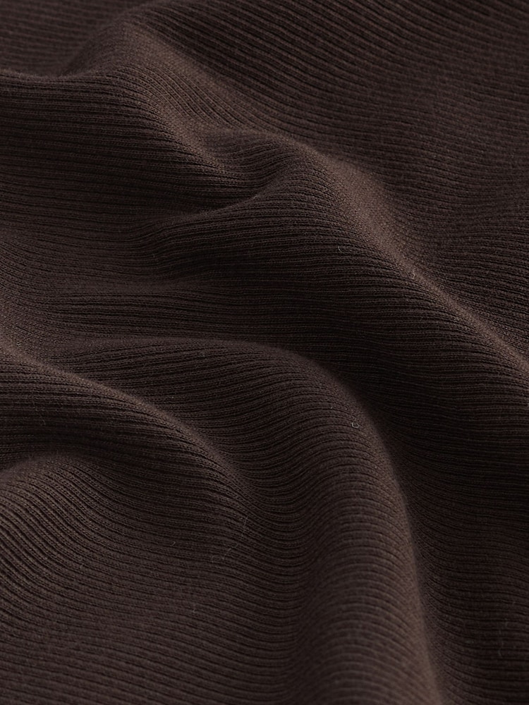 Chocolate Brown Ribbed Racer Tank Vest Sleeveless Top - Image 6 of 6