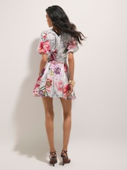 River Island Pink Floral Puff Sleeve Mini Dress - Image 2 of 4