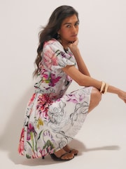 River Island Pink Floral Puff Sleeve Mini Dress - Image 4 of 4