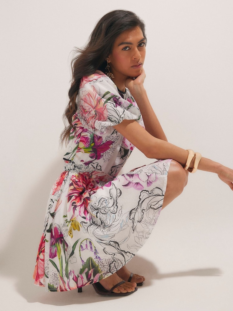 River Island Pink Floral Puff Sleeve Mini Dress - Image 4 of 4 River Island Pink Floral Puff Sleeve Mini Dress - Image 4 of 4