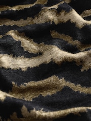 Black/Brown Stripe Slim Fit Premium 100% Linen Crew Neck Short Sleeve T-Shirt - Image 8 of 8