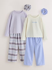 Blau/Ecru - Gewebte Pyjamas mit weitem Bein im 2 er-Pack (3–16Jahre) - Bild 7 von 13