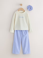 Blau/Ecru - Gewebte Pyjamas mit weitem Bein im 2 er-Pack (3–16Jahre) - Bild 8 von 13