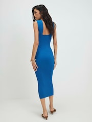 River Island Blue Halter Neck Brooch Knitted Midi Dress - Image 4 of 4