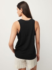 Black 100% Linen Lightweight Round Neck Vest - Image 3 of 6