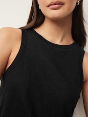 Black 100% Linen Lightweight Round Neck Vest - Image 5 of 6