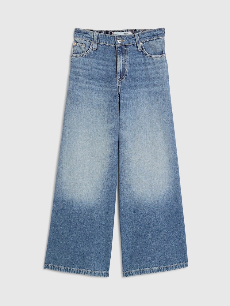 River Island Blue Petite Elasticated Back Wide Leg Jeans - Image 5 of 5