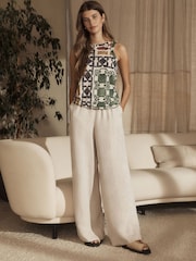 Multi 100% Linen Lightweight Round Neck Vest - Image 2 of 7