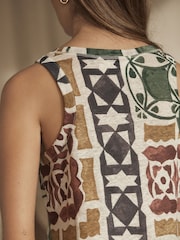 Multi 100% Linen Lightweight Round Neck Vest - Image 5 of 7