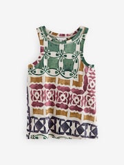 Multi 100% Linen Lightweight Round Neck Vest - Image 6 of 7
