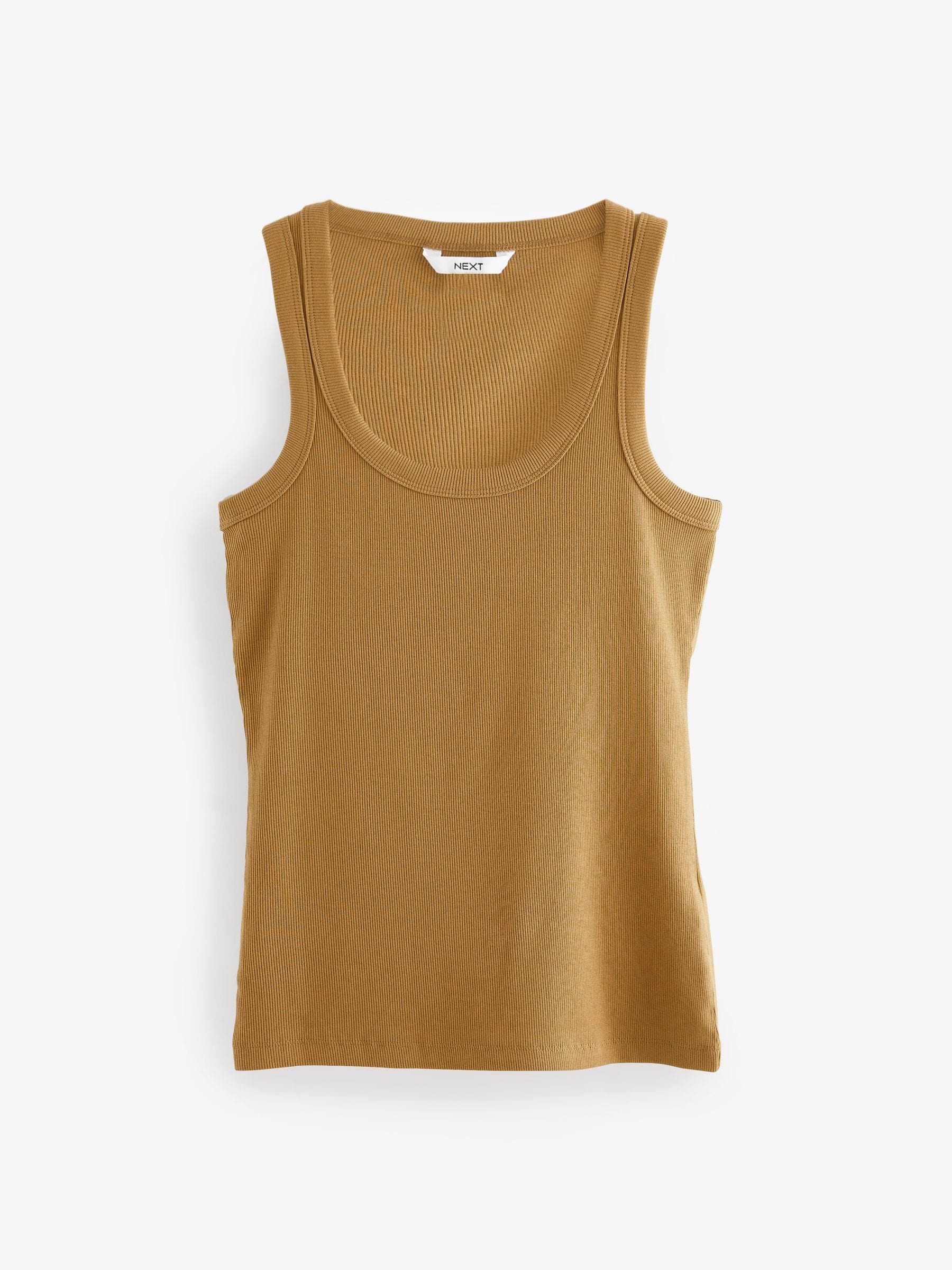 Buy Ochre Yellow Premium Ribbed Scoop Tank Vest Sleeveless