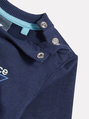 New Balance Blue Running French Terry Crew And Straight Joggers Set - Image 4 of 4