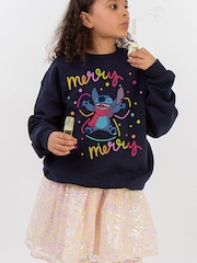 Rags & Rascals Blue Disney Lilo & Stitch Merry Rainbow Sweatshirt - Image 1 of 3