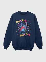 Rags & Rascals Blue Disney Lilo & Stitch Merry Rainbow Sweatshirt - Image 3 of 3
