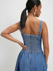 River Island Petite Seamed Denim Midi Dress - Image 4 of 4